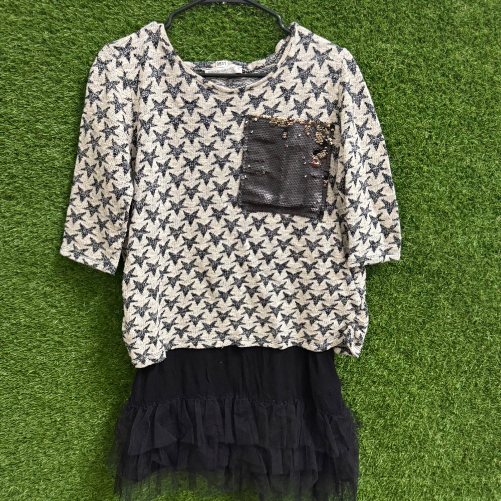 Rinascimento Made in Italy Star‎ Print Dress with Sequin Pocket - Small